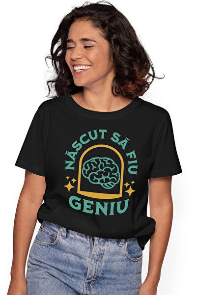 StoryGift Romania Tricou Femei Nascut Sa Fiu Geniu Creier Inteligenta Minte C...
