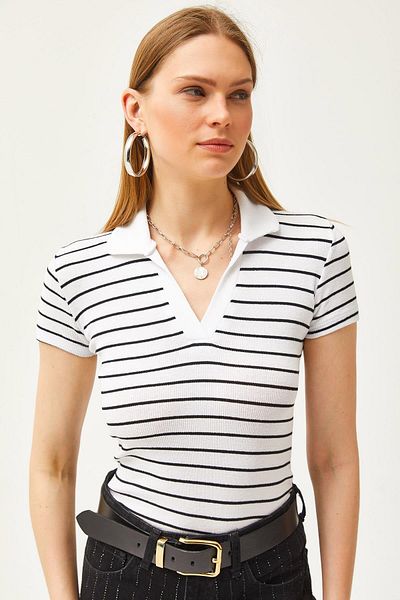 Giyimsel Polo Collar Striped Badi