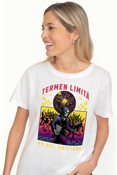 StoryGift Romania Tricou Femei Moartea Pe Laptop In Discoteca Termen Limită. Nu Azi, Prietene Cu I Wht_l
