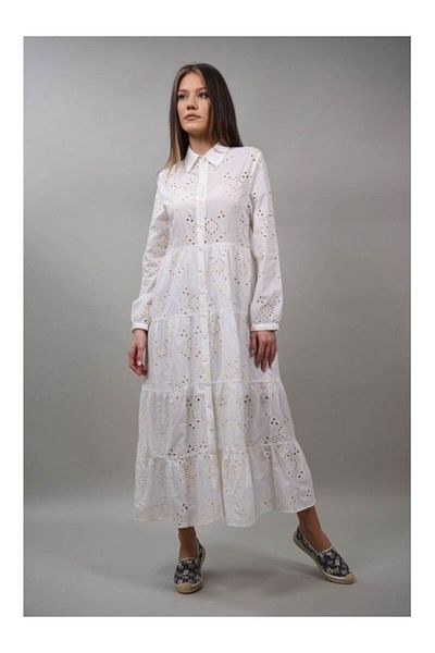 Y TWO WOMEN ROCHIE BOHO CHIC LUNGA TIP CAMASA CU BRODERIE CHARME Alb M-L