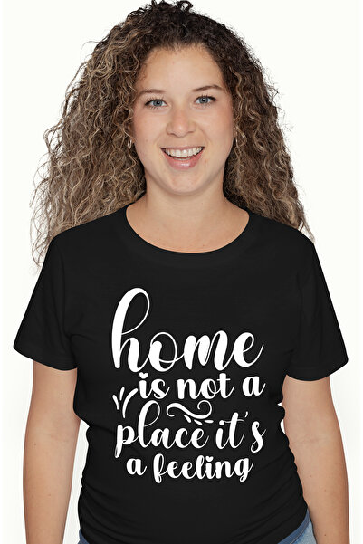 StoryGift Romania Tricou Femei Cu Mesaj Din Care Reiese Ca "acasa" Nu Este Un Loc, Ci Un Sentiment Blk_l