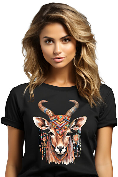 StoryGift Romania Tricou Femei Cu O Caprioara Cu Simboluri Vechi, Ilustratie,...