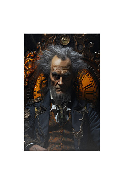 StoryGift Romania Tablou Canvas: Om De Stiinta Batran - Ceas Serios Pictura D...