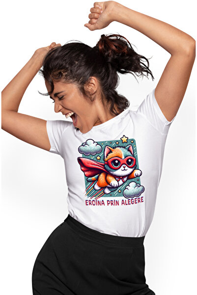 StoryGift Romania Tricou Femei Super Profesoara, Supererou, Eroina Prin Alegere, Cu Imprimeu Pe F Wht_l