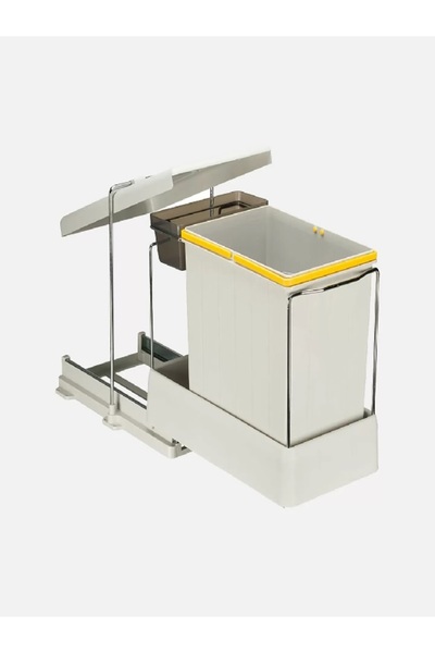 EZE 16+1 Lt Plastic Light Gray Trash Can with Rail