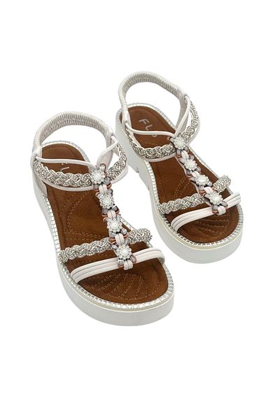 Y&D Shoes Thick Sole Twist Stone Detailed Women's Sandals