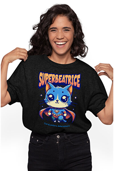 StoryGift Romania Tricou Femei Super Beatrice, Supererou, Pisica Zburand, Cu ...