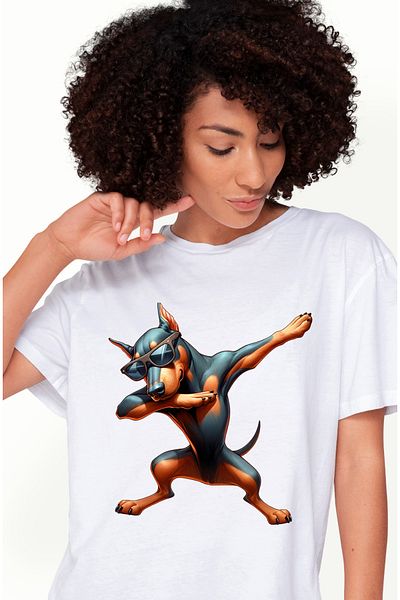 StoryGift Romania Tricou Femei Cu Un Caine Rottweiler Care Danseaza, Ilustratie, Ochelari De Soare Wht_l