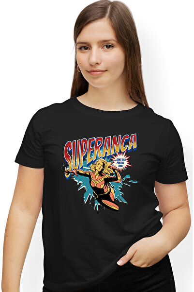 StoryGift Romania Tricou Femei Super Anca, Supererou Sunt Aici Pentru Tine, Cu Imprimeu Pe Fata, Blk_l