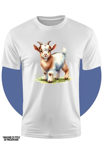 StoryGift Romania Tricou Copii Cu Un Ied Jucaus, Ilustratie, Iarba, Verdeata, Animalut Domestic, Natura, Cop