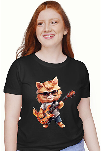 StoryGift Romania Tricou Femei Cu O Pisica, Ilustratie, Ochelari, Canta La Ch...