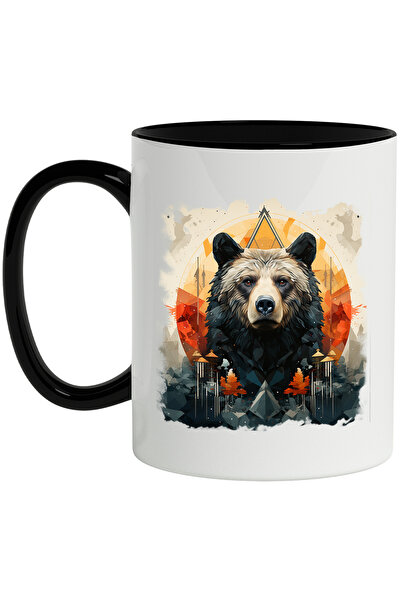 StoryGift Romania Cana Cu Cap De Urs, Cerc, Geometric, Frunze, Triunghi, Mosa...