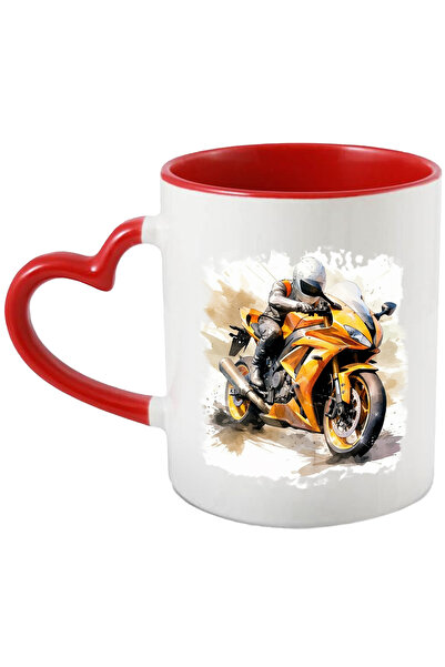 StoryGift Romania Cana Cu Motocicleta Sport, Casca, X Ilustratie Watercolor, ...