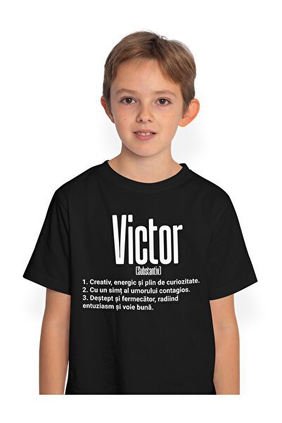 StoryGift Romania Tricou Copii Baieti Cu Numele Victor, Cu Mesaj Motivational...