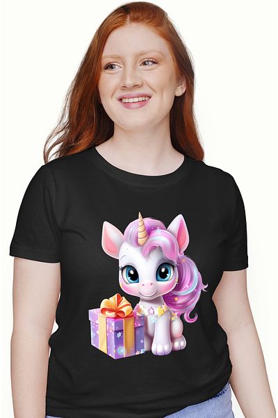 StoryGift Romania Tricou Femei Cu Un Unicorn Vesel, Ilustratie, Bucurie, Cadou, De Ziua Lui, Anive Blk_m