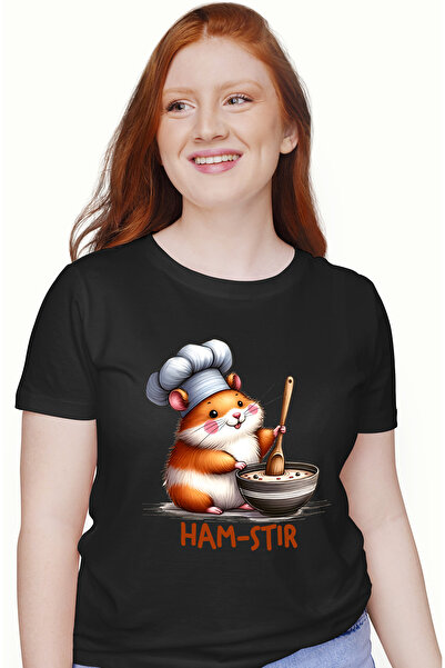 StoryGift Romania Tricou Femei Cu Un Hamster Care Amesteca Ingrediente In Cas...