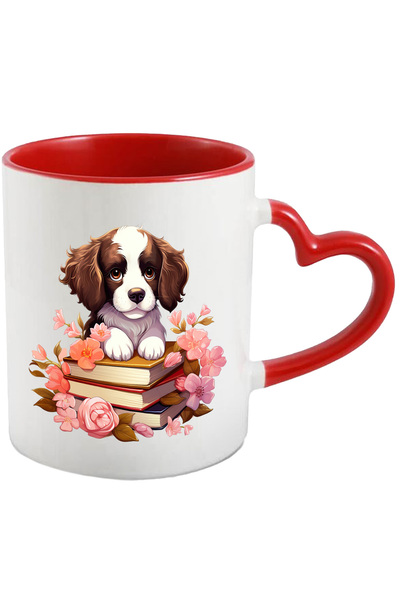 StoryGift Romania Cana Cu Un Catel Care Sta Pe Un Teanc Cu Carti | Ilustratie...