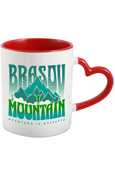 StoryGift Romania Cana Cu Munte Inalt Stanca Silueta Umana Aventura Text Brasov Mountain Aventura , Cu Maner Inim Stg