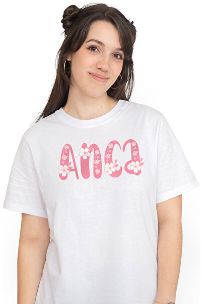 StoryGift Romania Tricou Femei Cu Numele Anca, Flori, Colorat, Roz, Dragut, C...