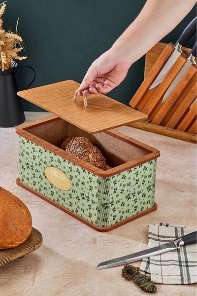 Enseb Special Design Natural Wooden Bread Basket Luxury Bread Box Multi-Purpose Box Kitchen Kitchen Bread
