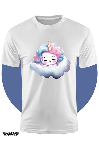 StoryGift Romania Tricou Copii Cu Un Unicorn Care Doarme, Ilustratie, Norisor, Ora De Culcare, Noapte, Epuiz