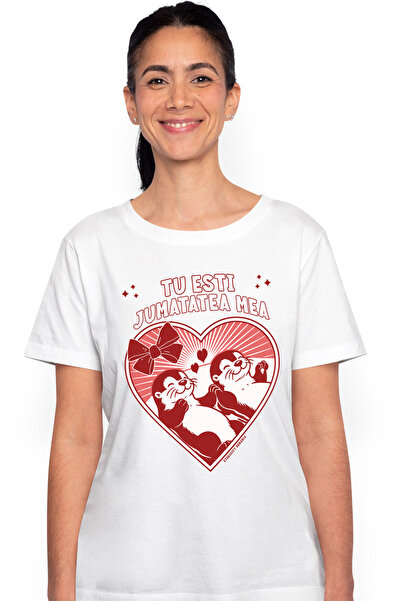 StoryGift Romania Tricou Femei Doua Foci Indragostite Tu Esti Jumatatea Mea C...