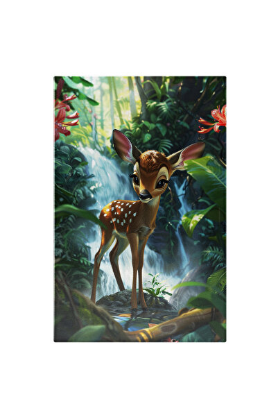 StoryGift Romania Tablou Canvas: Frumoasa Caprioara Mica Langa Un Rau Curgato...