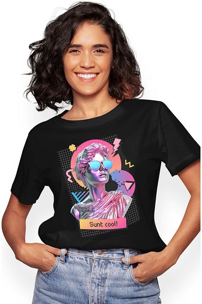 StoryGift Romania Tricou Femei Statuie Greceasca Inteligenta Artificiala Sunt Cool! Cu Imprimeu Pe Blk_l