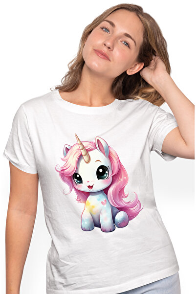 StoryGift Romania Tricou Femei Cu Un Unicorn Vesel, Ilustratie, Coama Lunga, ...