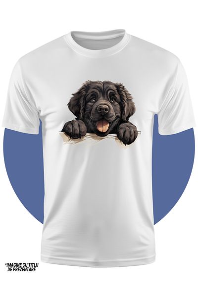StoryGift Romania Tricou Copii Cu Un Catel Energic, Ilustratie, Blanos, Cu Chef De Viata, Abia Asteapta Sa S