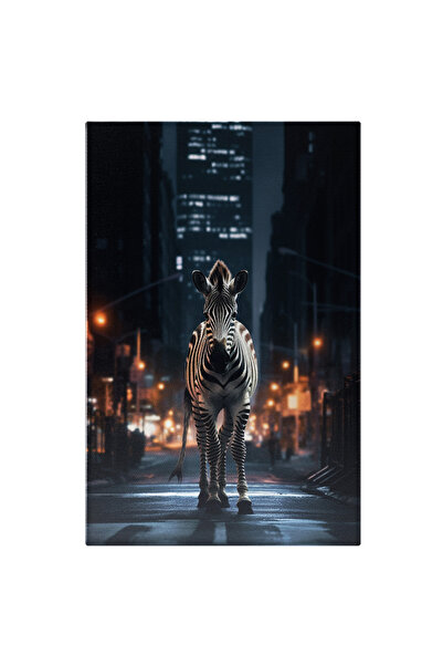 StoryGift Romania Tablou Canvas: Zebra In Mijlocul Drumului - Animal Salbatic Pictura Digitala