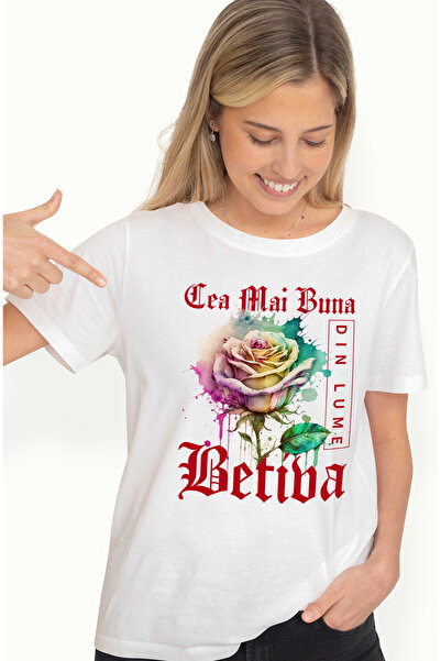 StoryGift Romania Tricou Femei Cu Textul Cea Mai Buna Betiva, Din Lume, Floar...