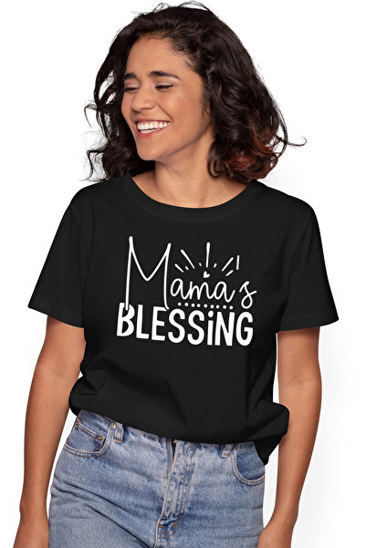 StoryGift Romania Tricou Femei Cu Textul In Engleza "mama's Blessing" - Binecuvantarea Mamei Cu I Blk_m
