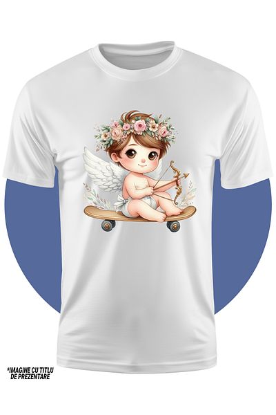 StoryGift Romania Tricou Copii Cu Un Bebelus Cupidon Care Trage Cu Arcul, Ilustratie, Indragostire, Valentin