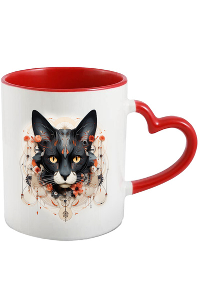 StoryGift Romania Cana Cu Cap De Pisica, Flori, Abstract, Rotita, Simetrie, M...