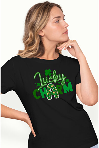StoryGift Romania Tricou Femei Cu Mesajul "lucky Charm", Ilustratie, Motivati...