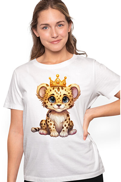 StoryGift Romania Tricou Femei Cu O Femela Jaguar Care Poarta O Coroana, Ilus...