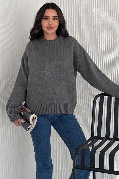 Moda Amore Tricotaj de damă Pulover de tricotaj supradimensionat cu gât crew 110
