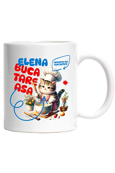 StoryGift Romania Cana Cu Pisica Pufoasa Cu Palarie Bucatar Cheff Gatit Text ...
