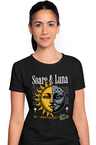 StoryGift Romania Tricou Femei Soarele Și Luna, Yin Si Yang Galaxie Cu Imprim...