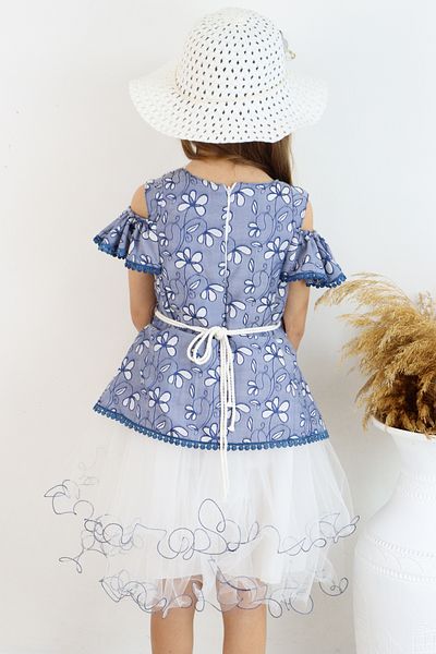 FESSHERA 🎀   Set rochie pentru ocazii speciale pentru fete, pălărie și curea - Design cu imprimeu floral, tul și pălărie 🎀