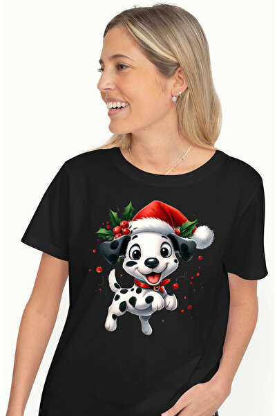 StoryGift Romania Tricou Femei Cu Un Catelus Dalmatian Fericit, Ilustratie, C...