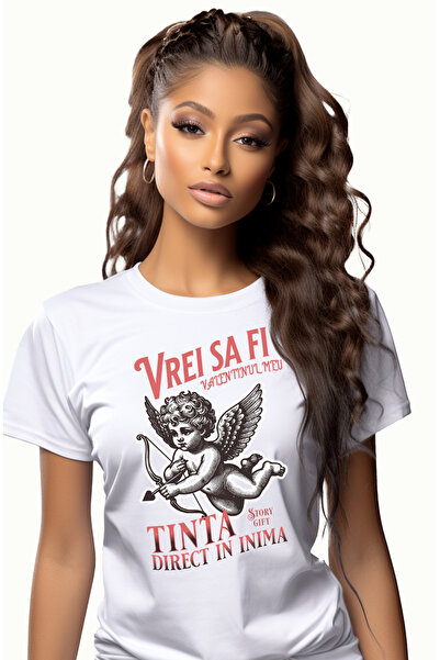 StoryGift Romania Tricou Femei Inger Bebe Cu Arc Si Sageti Valentine's Day Cu...