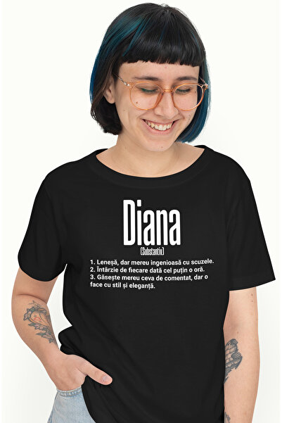 StoryGift Romania Tricou Femei Cu Numele Diana, Si Mesaj Amuzant, Lenesa, Mer...