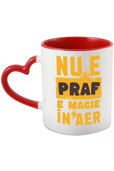 StoryGift Romania Cana Mesaj Constructi Nu-i Praf, E Magie În Aer, 330ml, Ceramica Cu Maner Inima , Cu Maner Inim Stg