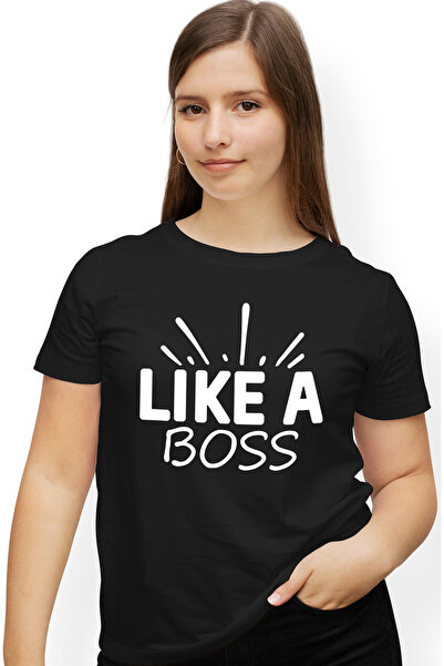 StoryGift Romania Tricou Femei Cu Textul In Engleza "like A Boss" - Ca Un Sef...
