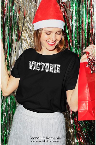 StoryGift Romania Tricou Femei Victorie, Mesaj Motivational, Text Inspirational, Self Care, Cu Im Blk_m