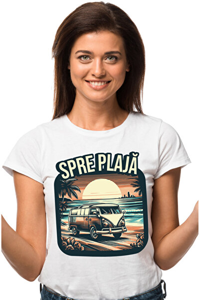 StoryGift Romania Tricou Femei Spre Plaja Cu Caravana Aventura Apus De Soare ...