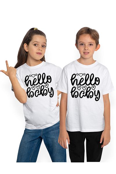 StoryGift Romania Tricou Copii Cu Inimioare Si Salutul "hello, Baby" - Buna Bebelusule 100% Bumbac, Unisex,