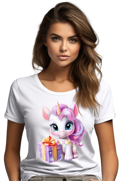 StoryGift Romania Tricou Femei Cu Un Unicorn Vesel, Ilustratie, Bucurie, Cadou, De Ziua Lui, Anive Wht_l